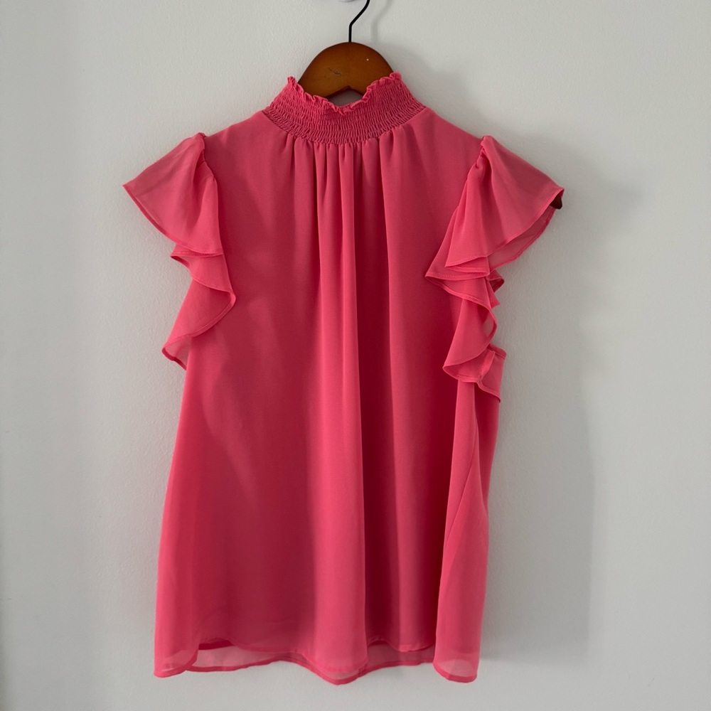1. State Vibrant Pink Ruffle Blouse
